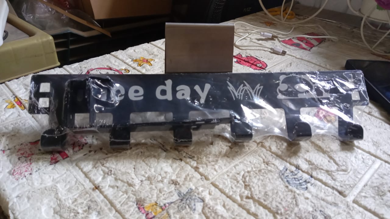 Heavy-Duty Carbon Steel Cartoon Nice Day Over Door Hook Hanger Rack, Towel Hanger, Removable Door Hook, Coat, Scarf, Cloths Hanger (1 pc / 6 Hook) Your Brand