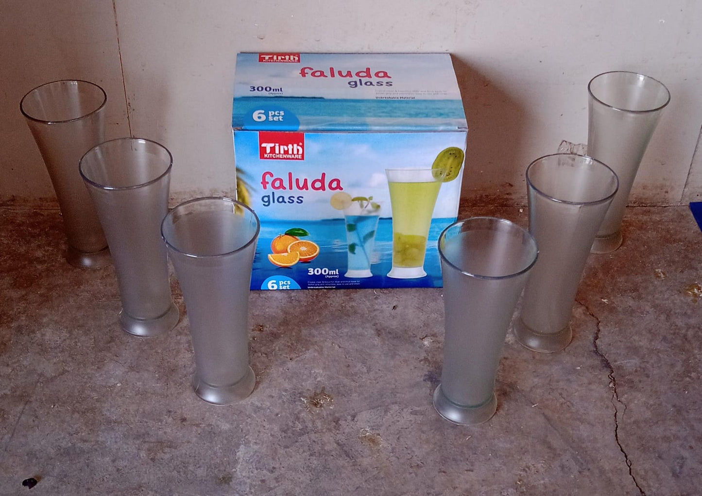 High Quality Faluda, ice cream, Juicer and Water Glasses Set of 6 Transparent, Drinking Water Glasses Stylish Glasses for Faluda, Water, Juice, Glass Set of 6 Pcs (300 ML Approx) Your Brand