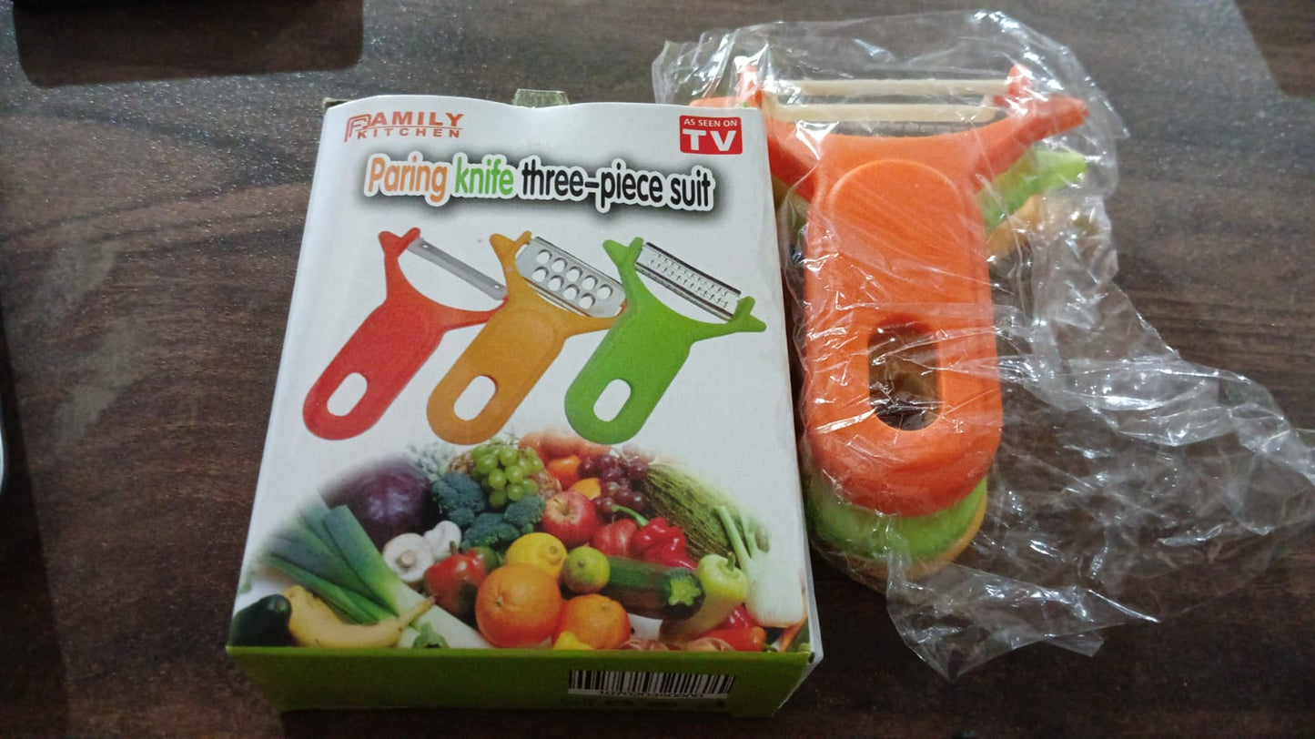 Peeler Slicers Shredders for Fruits and Vegetables, Cutter, Grater Kitchen Helper, Potato Fruits Peeler, Stainless Steel Sharp Blade with Non-Slip Handle (3 Pcs Set) Your Brand