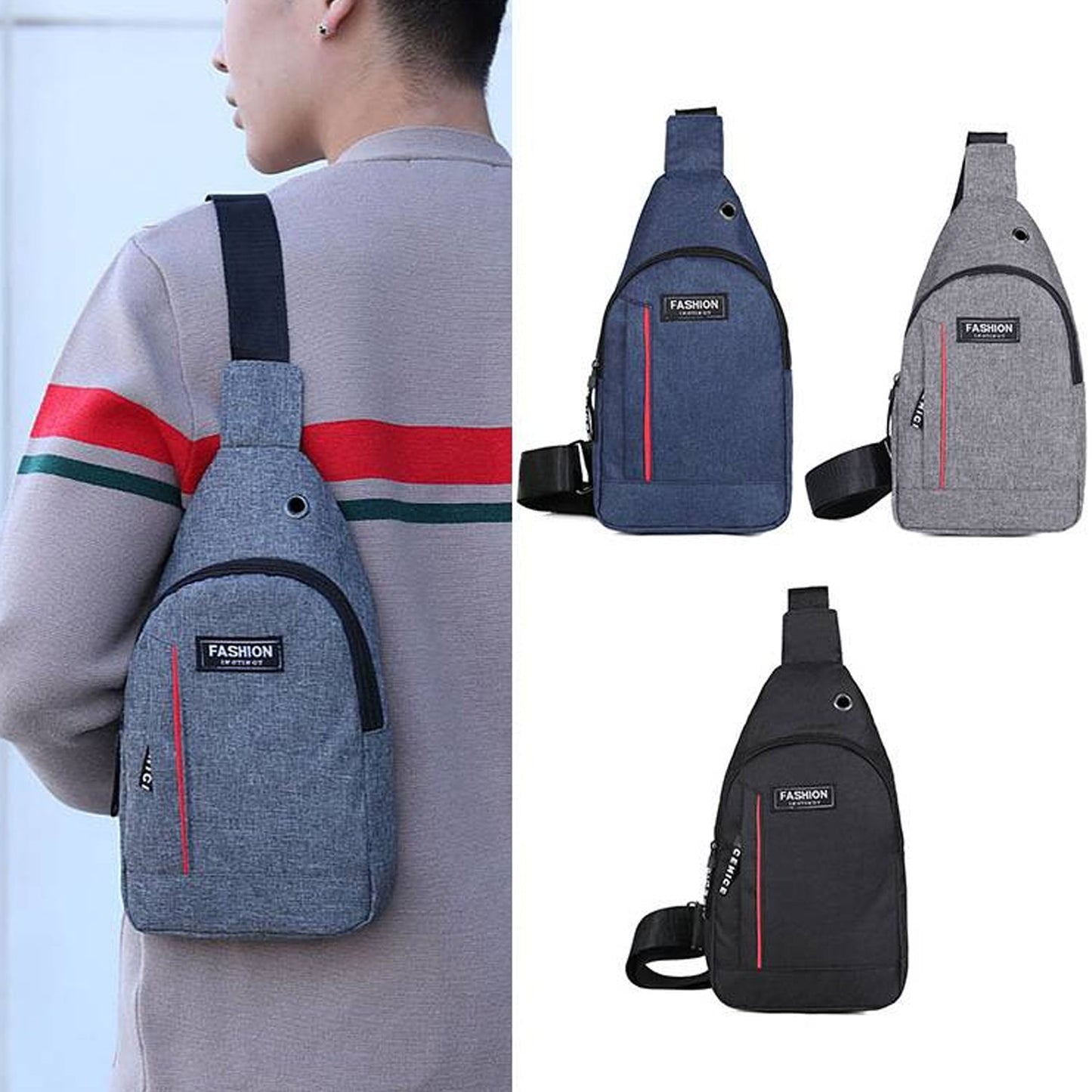 0323 Grey Waterproof Anti Theft Crossbody Fanny Pack Waist Bag Pu Leather Shoulder Bags Chest Men Casual Fashion Usb Charging Earphone Hook Sling Travel Messengers Bag Wukusy