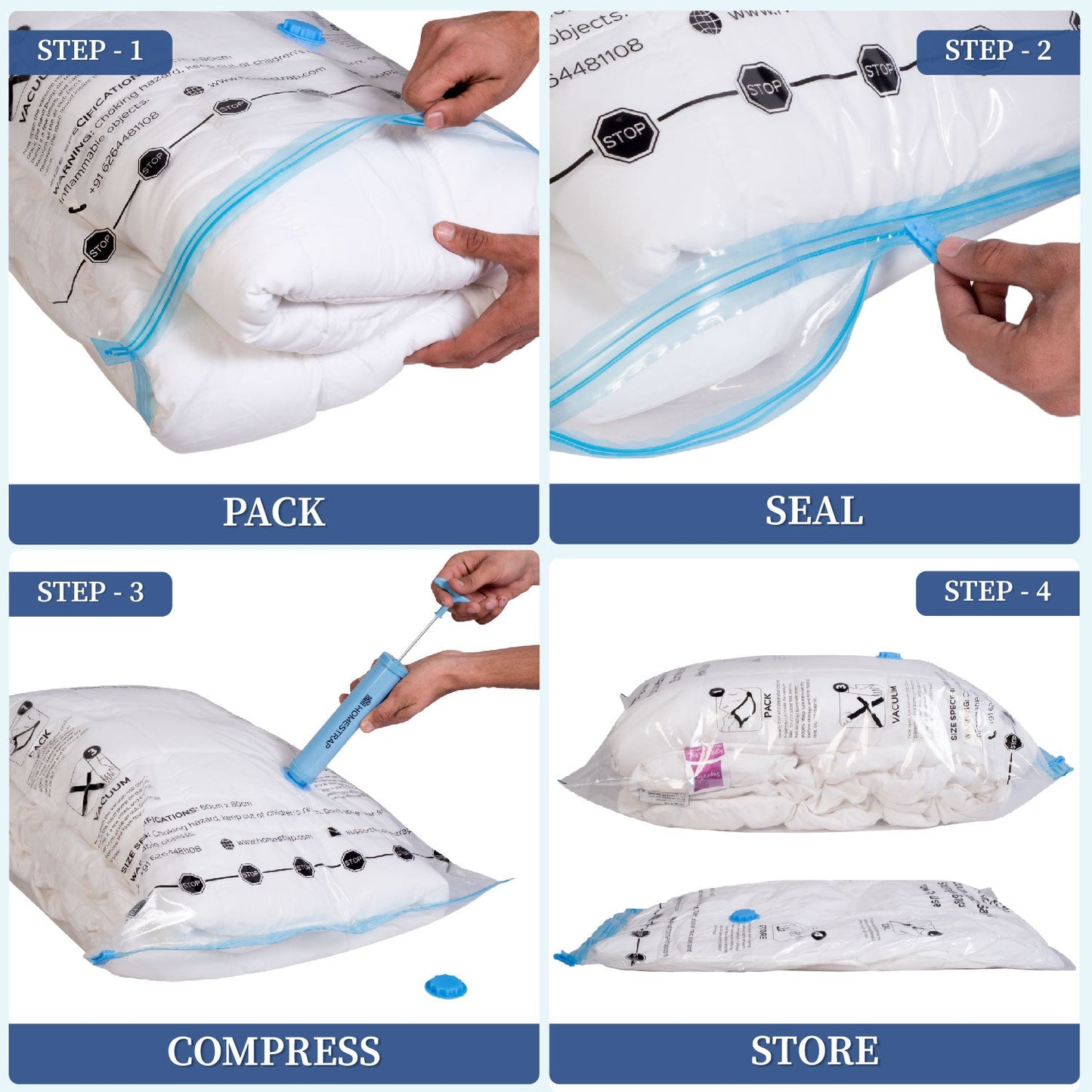 Vacuum Bag | Space Saver Compression Bags with Free Vacuum Pump shopbyte