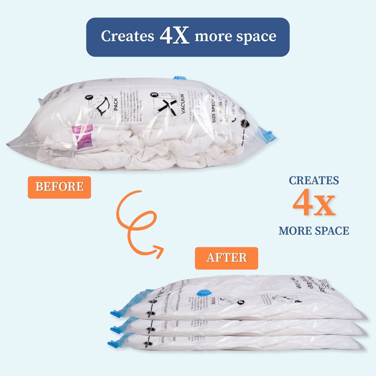 Vacuum Bag | Space Saver Compression Bags with Free Vacuum Pump shopbyte