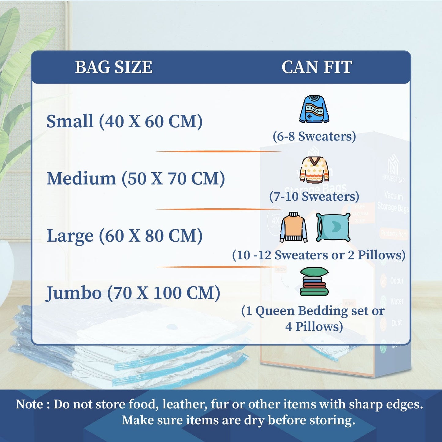 Vacuum Bag | Space Saver Compression Bags with Free Vacuum Pump shopbyte