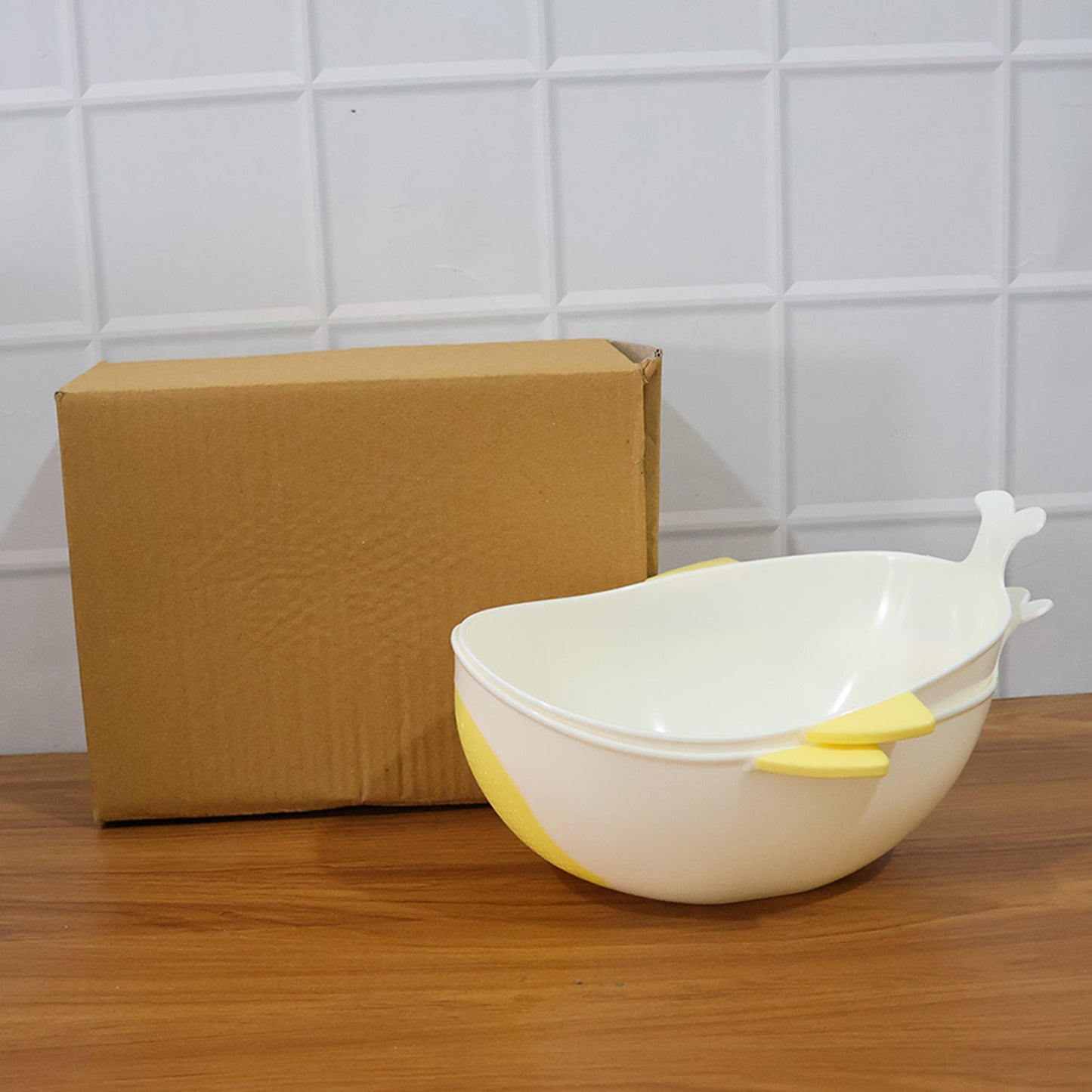 Plastic Rice Pulses Fruits Vegetable Noodles Pasta Washing Bowl and Strainer (2 Pc)