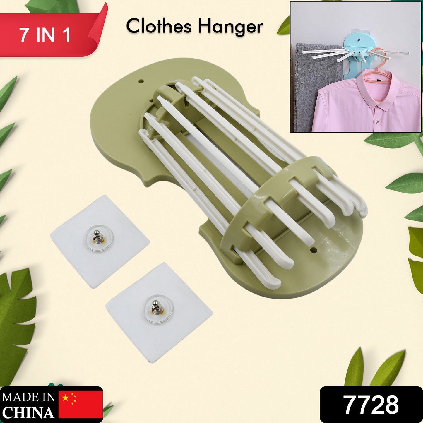 Plastic 7-in-1 Multifunction Retractable Wall-Mounted Pull-Out Hanger Rack Without Punching Hooks Up for Kitchen Bathroom Your Brand