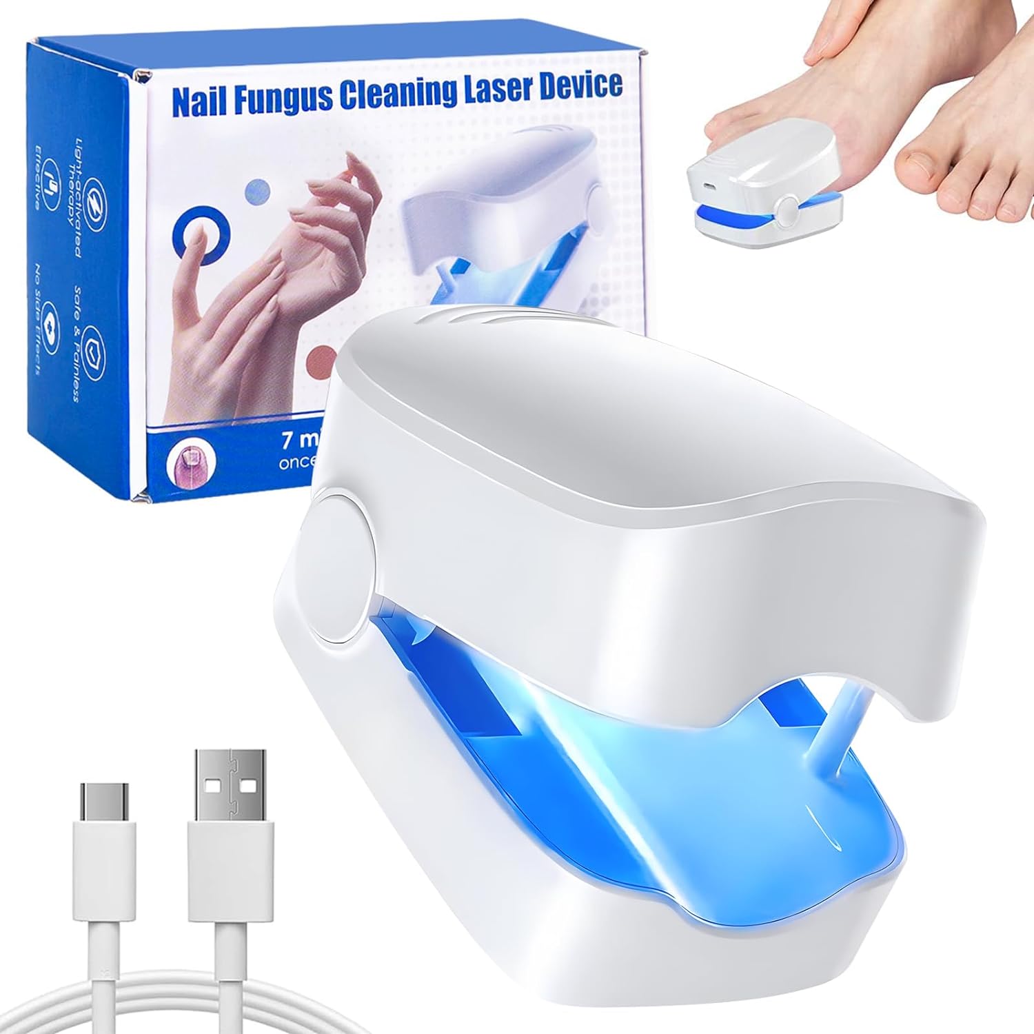 Rechargeable Nail Fungus Treatment for Toenail, Toe Nail Fungal Treatment Nail Fungus Laser Device, Anti-Fungal Nail Treatment for Hand & Feet Infections Remover for Home Use Your Brand
