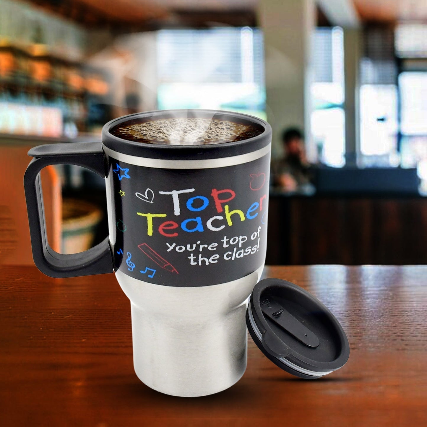Stainless Steel Vacuum Glass Insulated Glass Coffee Cups Double Walled Travel Mug, Car Coffee Mug (With Lid & Handle) Your Brand
