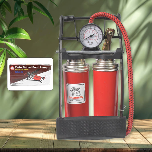 Dual-Cylinder Foot Pump, Portable Floor Bike Pump, 100PSI Air Pump Your Brand