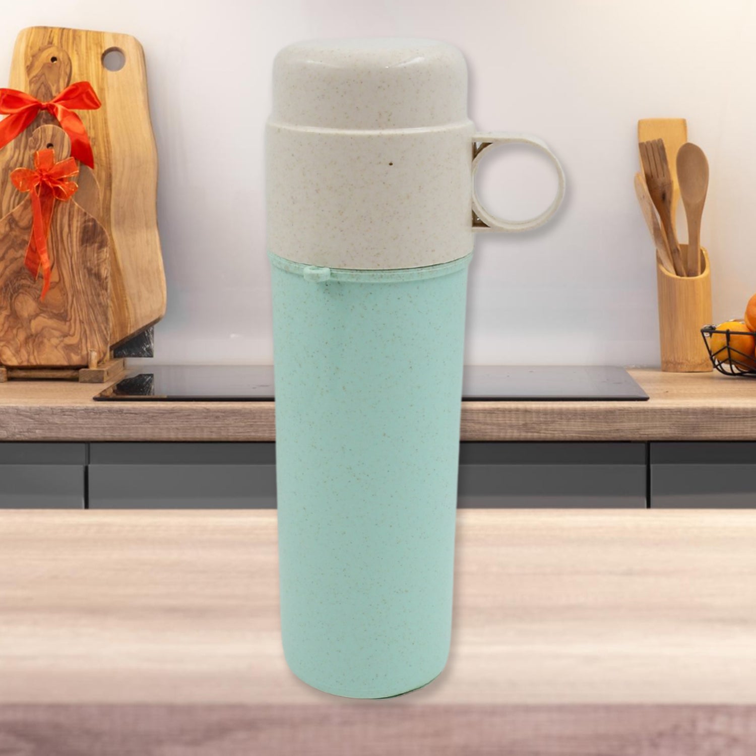 Travel Coffee Cup Portable Water Bottle Wheat Straw Coffee Tea Mug Coffee Mug with Lids for Coffee Tea Portable for School (300 ML Approx) Your Brand