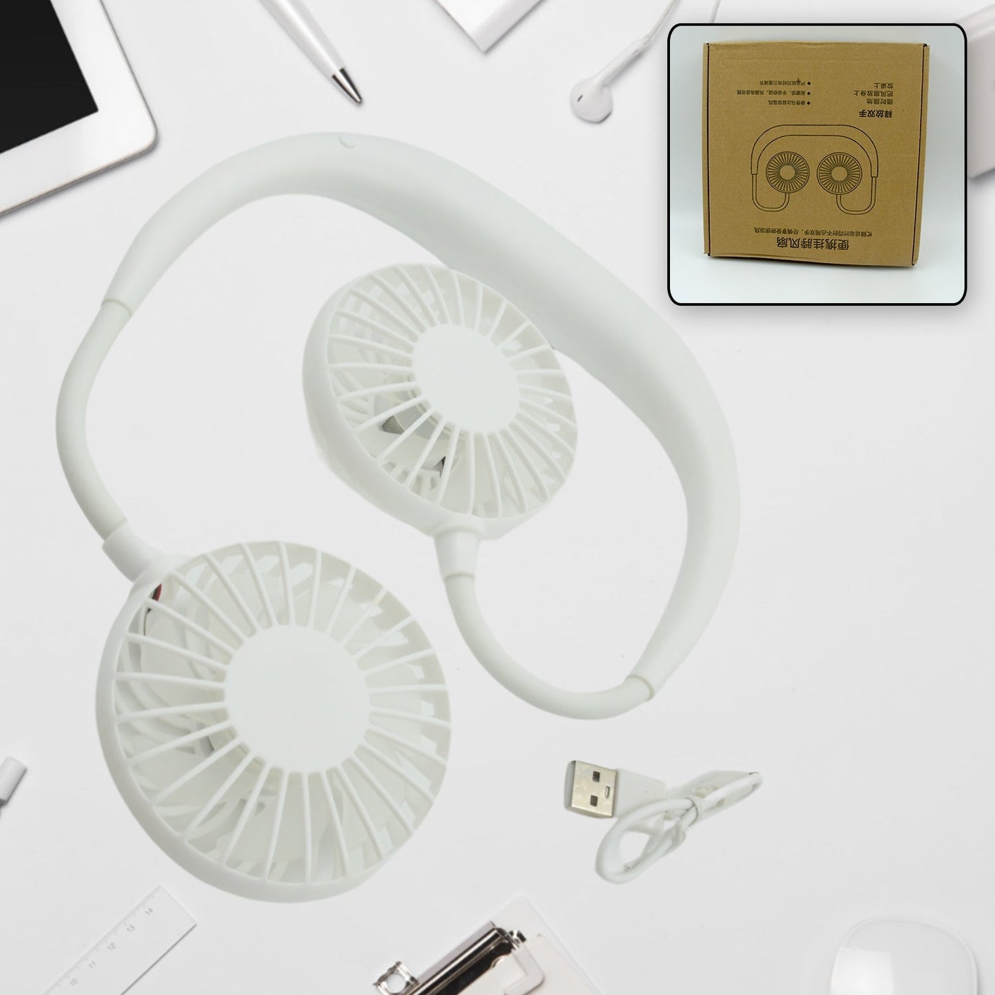 USB Rechargeable Wearable Neckband Fan Your Brand