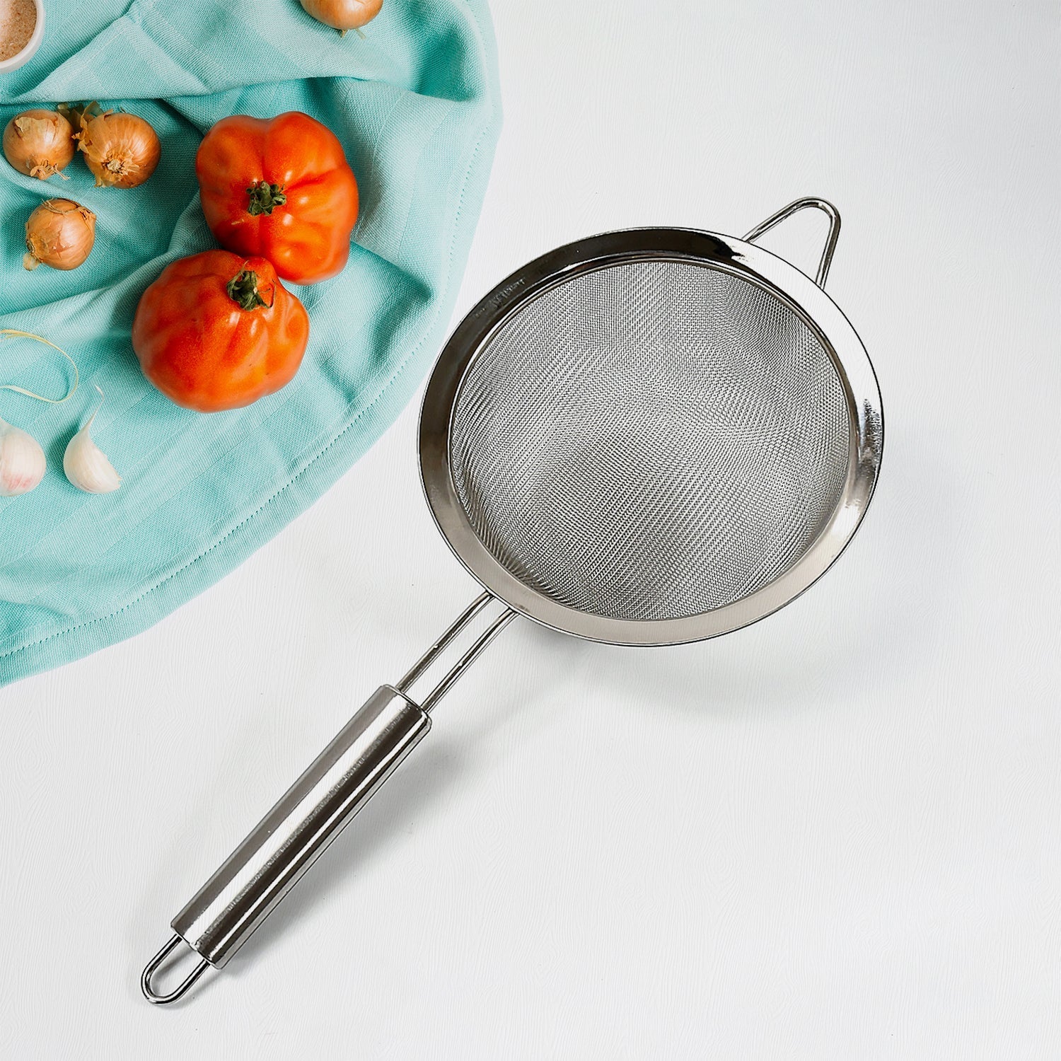 Mesh Sieve Quality Stainless Steel Fine Mesh Strainer with Sturdy Handle and Hook, Ideal for Tea Coffee, Rice, Powder, Fruit Etc Kitchen Food Kitchen Utensil Your Brand