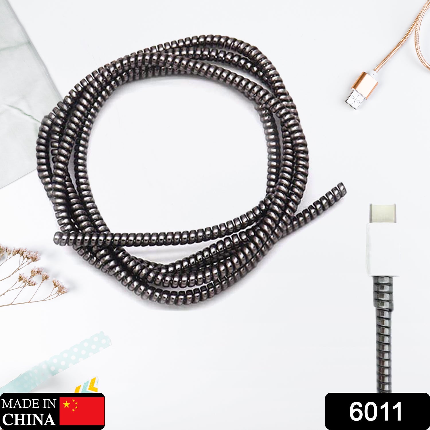 Metallic Finish Cable Spiral Protector / Wire Repair / Pet Cord Protector / Headphone Saver, Cable Wrap / Cover for Mac Charging Cable Your Brand