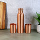 Copper Water Bottle 2 Glasses with Gift Box (3 Pcs Set)