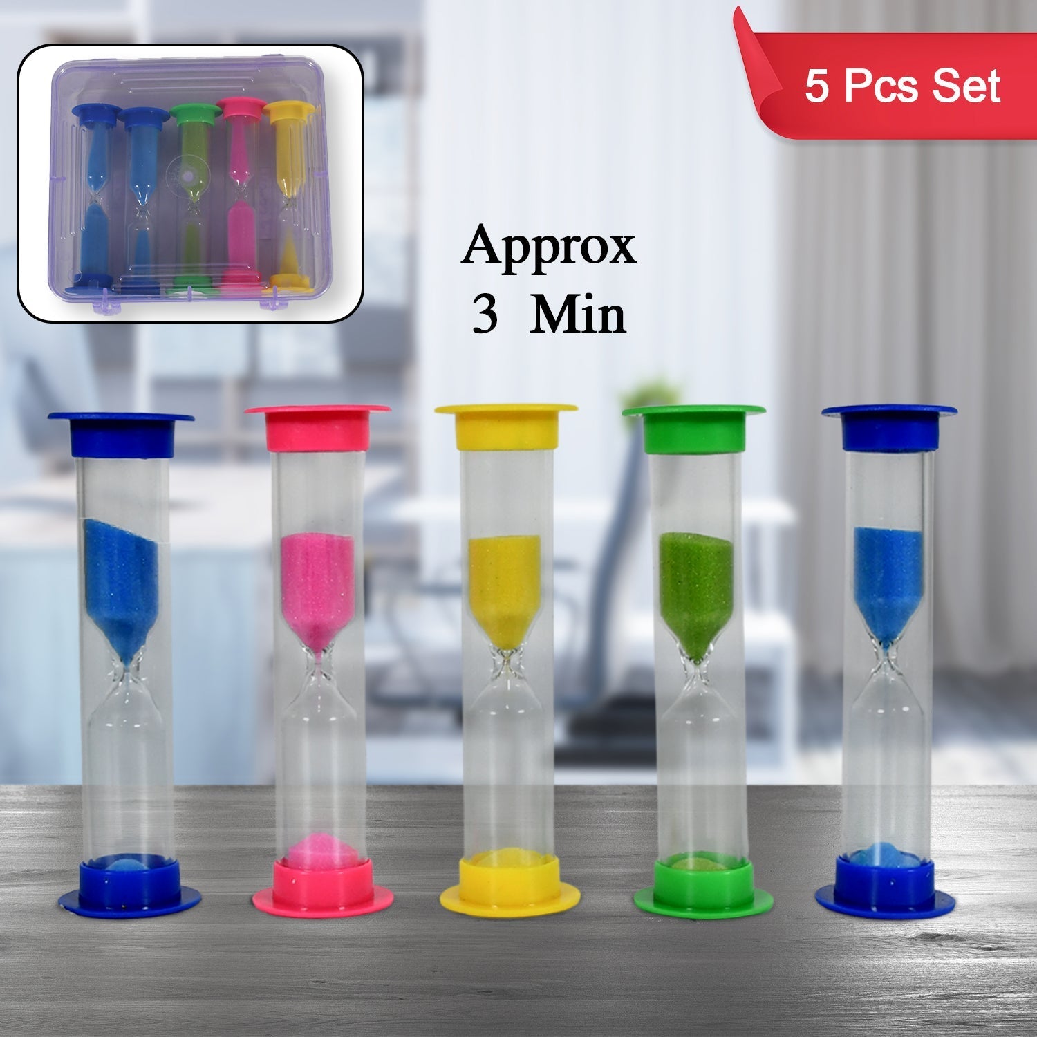 Sand Timer Plastic Hourglass, Sand Glass Toy Sand Clock for Kitchen, Office, School and Brushing Teeth for Bathroom Timer Clock Children Hourglass Sand glass Toothbrush Household Sand Clock (3 Min Approx / 5 pc) Your Brand