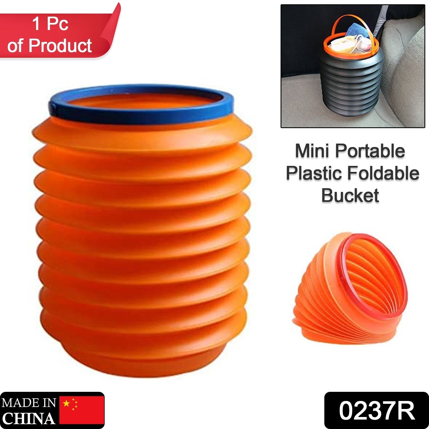 Foldable Storage Bucket, Water Container & Dustbin Multiuse bucket ( red ) Your Brand