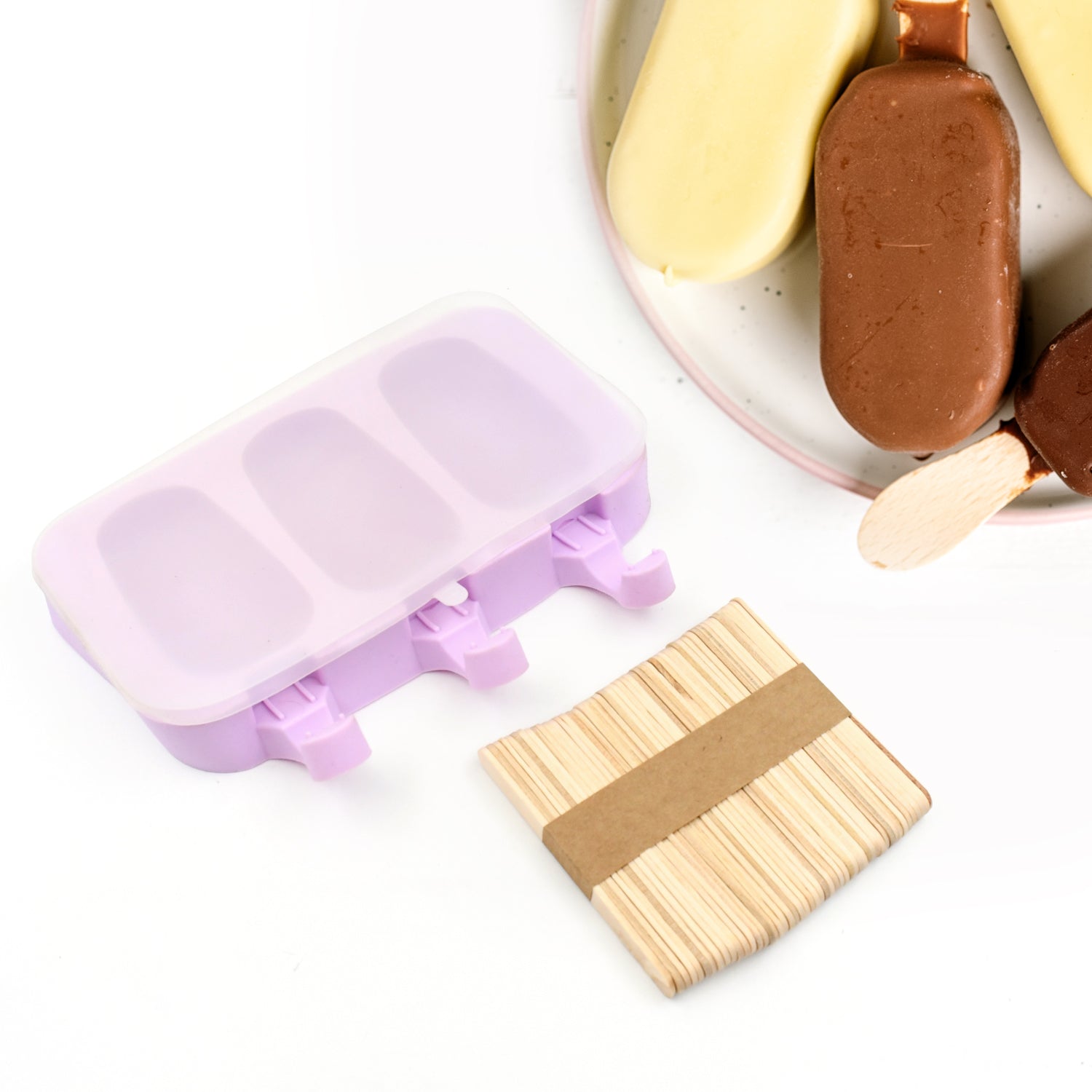 Silicone Popsicle Molds, Ice Pop Maker Molds with Lids and Sticks for Kids DIY Homemade Ice Cream, (With 50 Sticks) Your Brand