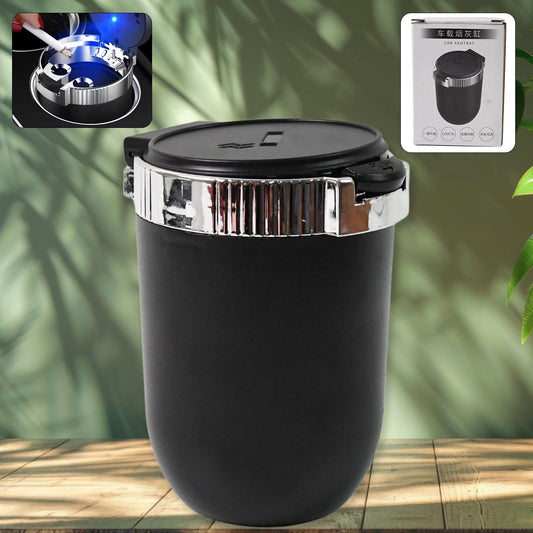 Portable Car Ashtray with Lid and Blue LED Light (1 Pc) Your Brand