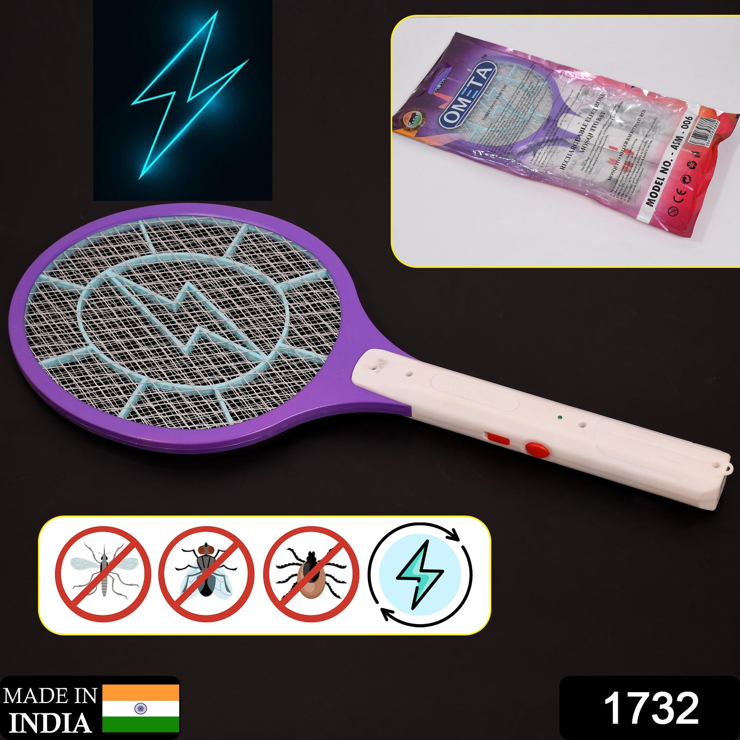 Mosquito Killer Racket Rechargeable Handheld Electric Fly Swatter Mosquito Killer Racket Bat, Electric Insect Killer (Quality Assured) Your Brand