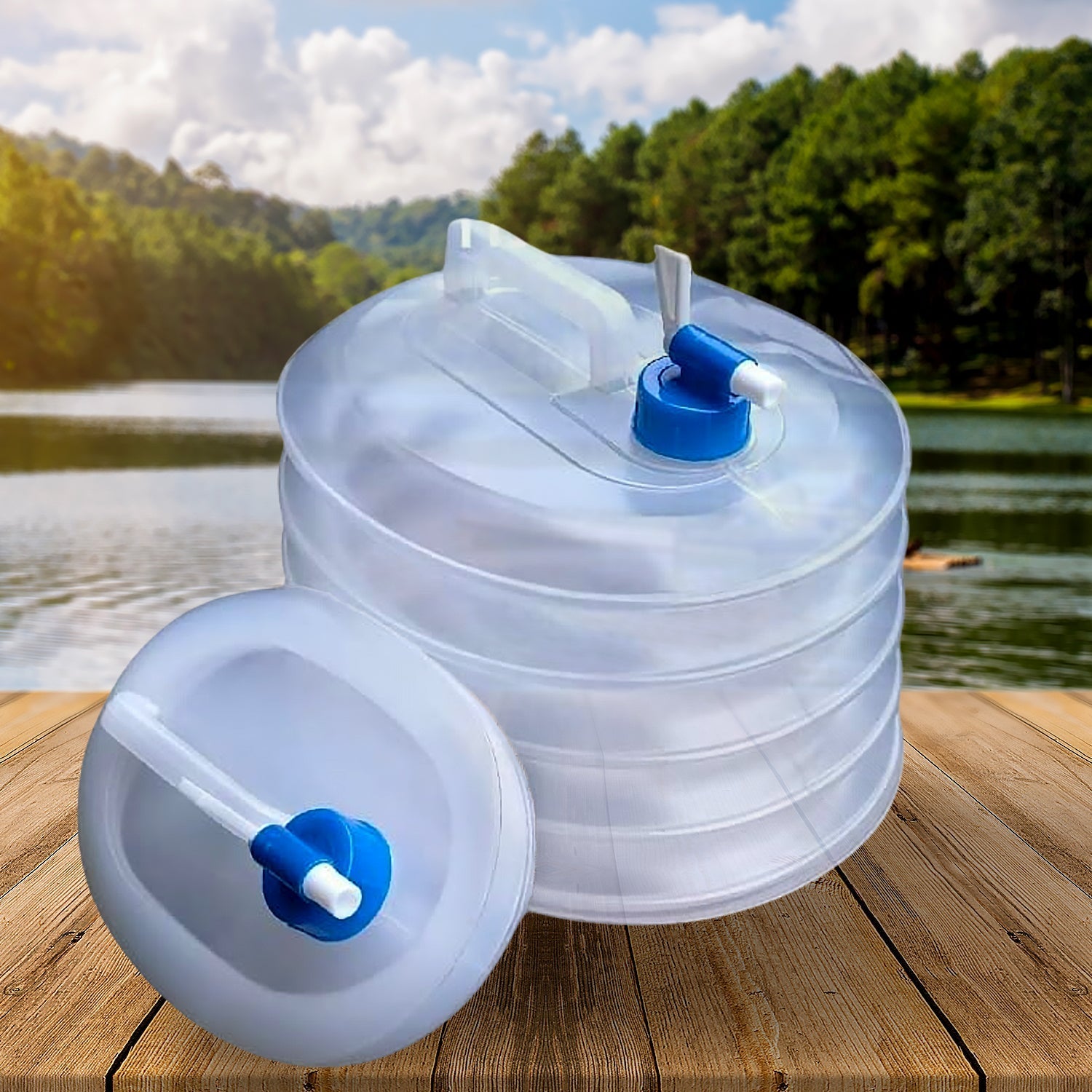 Outdoor Camping Collapsible Portable Water Container with Carry Handle Tap Valve Large Food Grade Your Brand