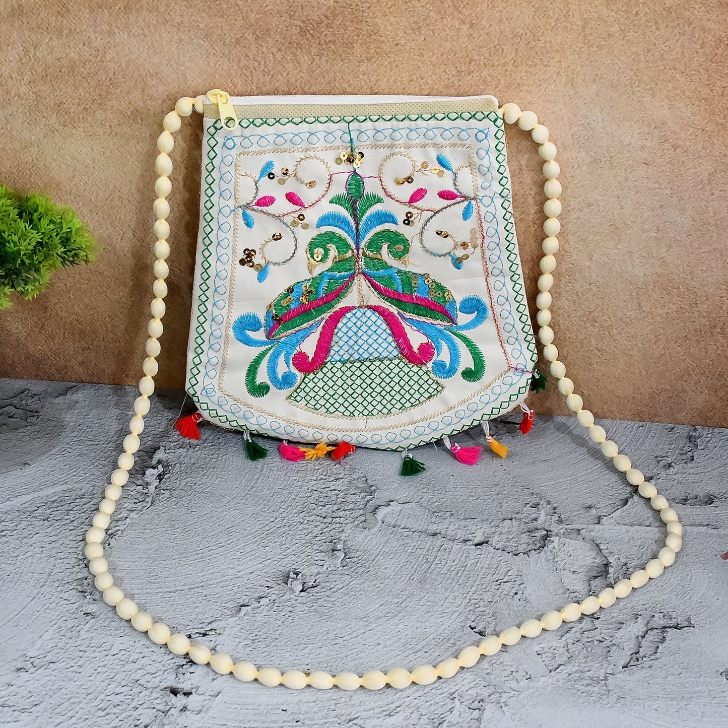 Handcrafted Cotton Embroidered Shoulder Bag / Purse for Girls & women (1 Pc / 9 Inch / Mix Desing) Your Brand