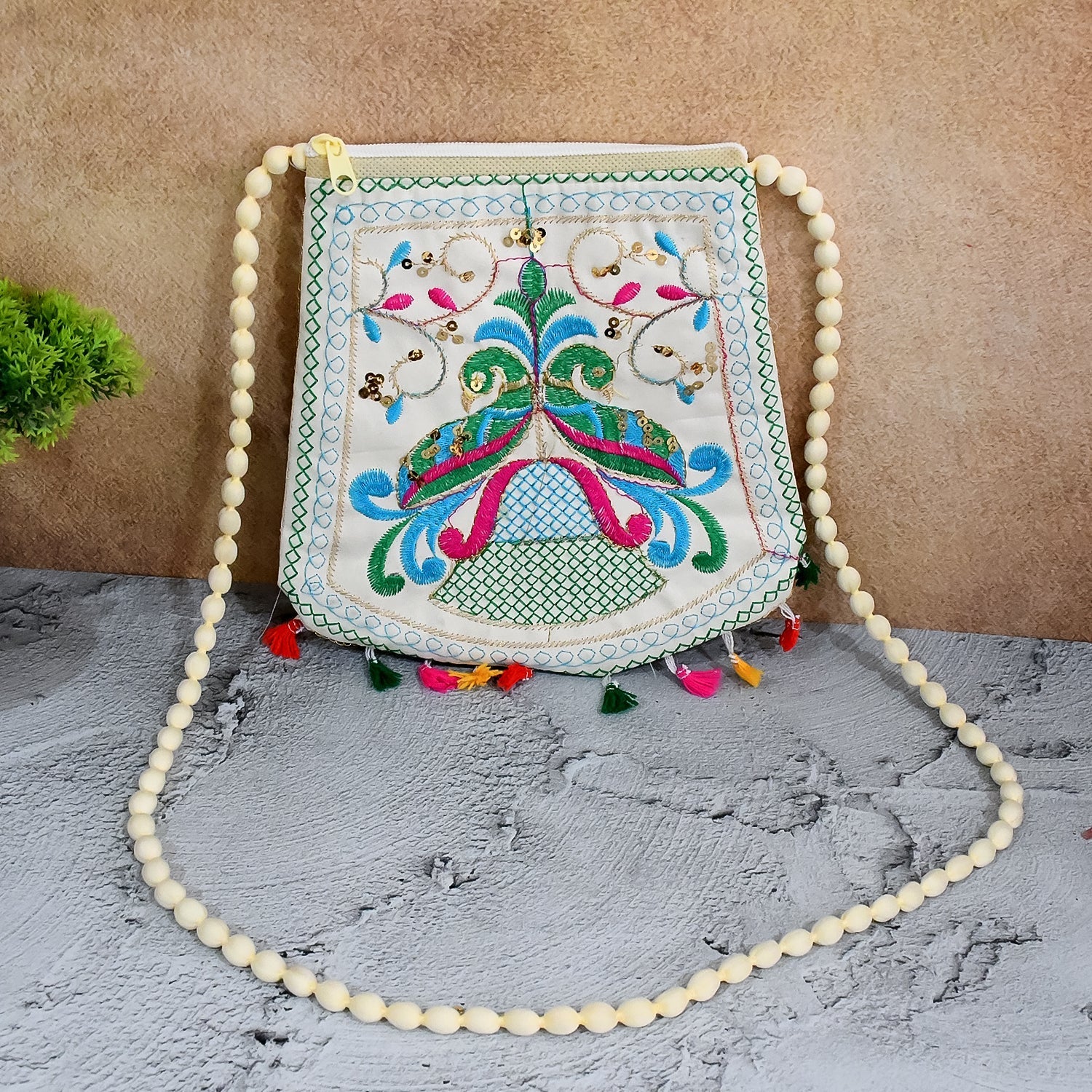 Handcrafted Cotton Embroidered Shoulder Bag / Purse for Girls & women (1 Pc / 9 Inch / Mix Desing) Your Brand