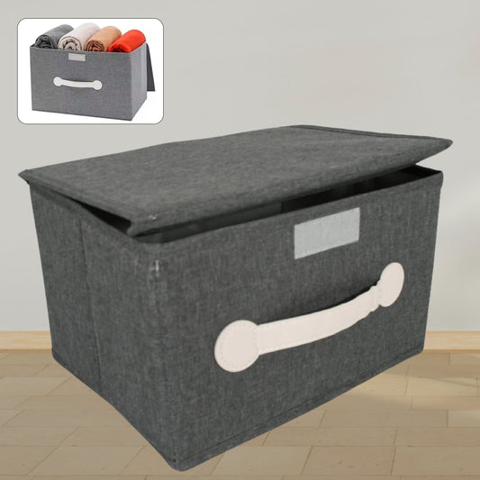 Small Foldable Storage Box With Lid And Handles, Cotton And Linen Storage Bins And Baskets Organizer For Nursery, Closet, Bedroom, Home (28×20×16 Cm / 1 pc) Your Brand