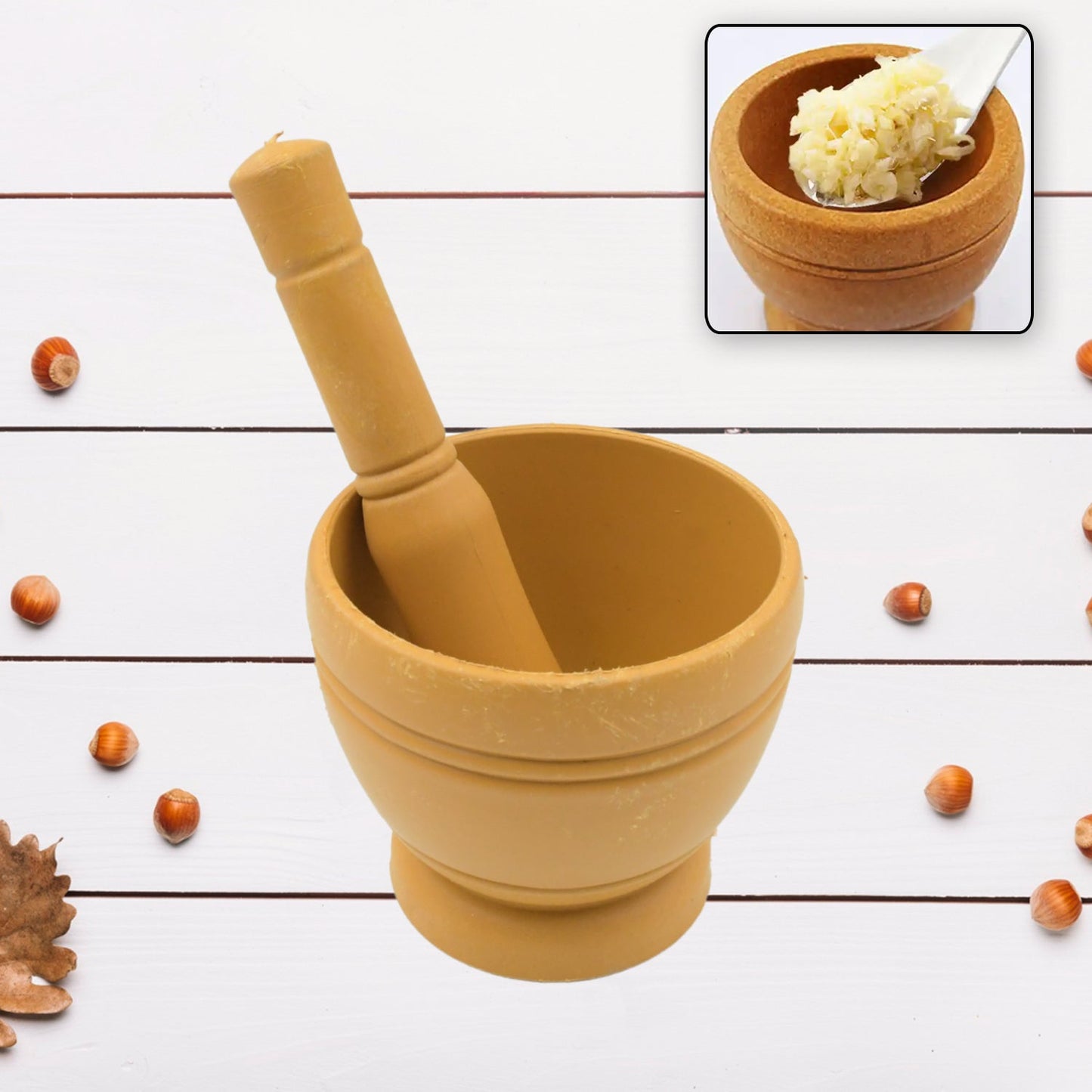 Mortar and Pestle Set for Spices, Okhli Masher, Khalbatta, Kharal, Mixer, Natural & Traditional Grinder and Musal, Well Design for Kitchen, Home, Herb Your Brand