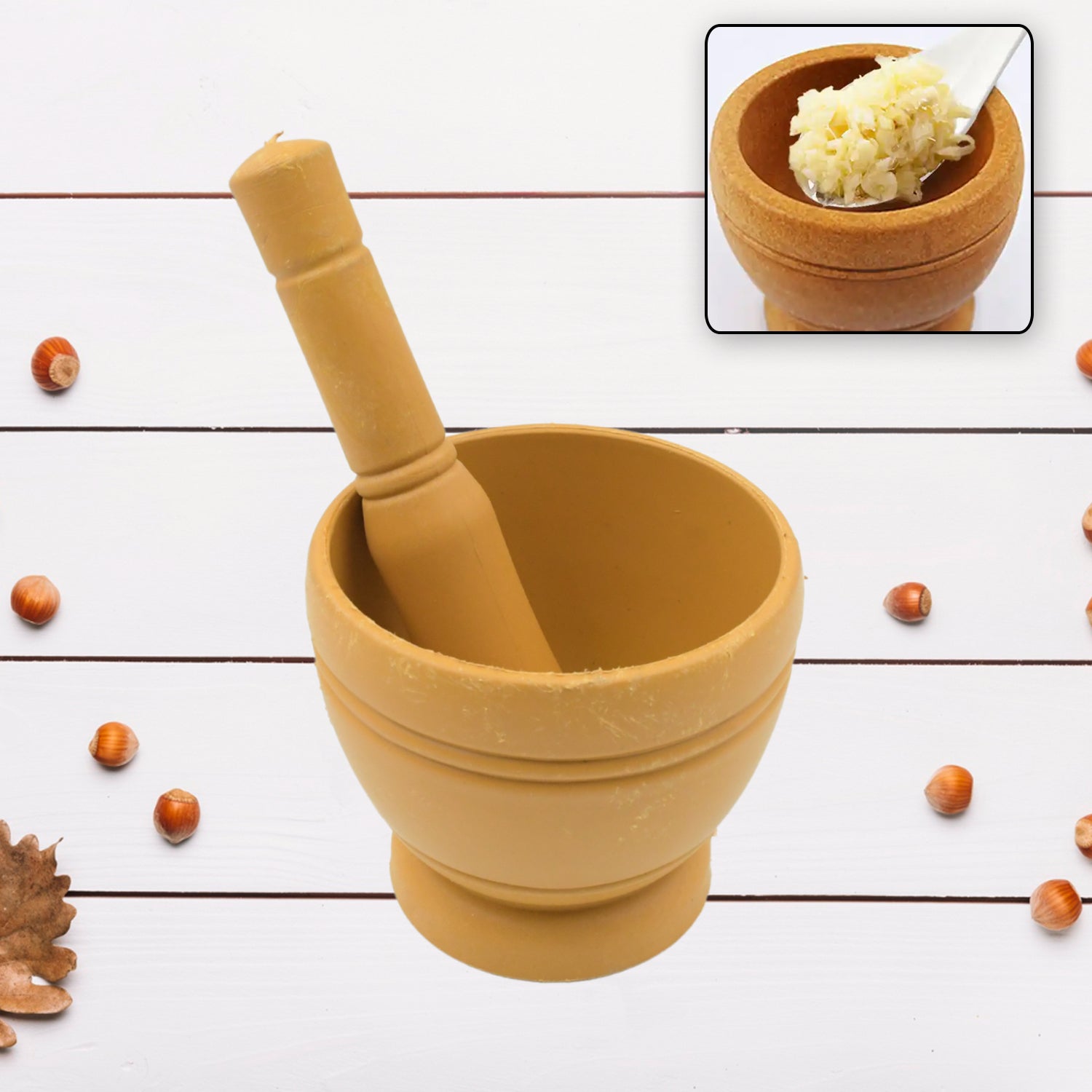 Mortar and Pestle Set for Spices, Okhli Masher, Khalbatta, Kharal, Mixer, Natural & Traditional Grinder and Musal, Well Design for Kitchen, Home, Herb Your Brand