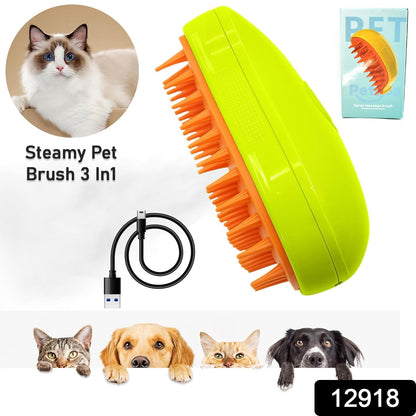 3 In1 Cat Steamy Brush, Self Cleaning Steam Cat Brush Cat Steamer Brush for Massage Cat Grooming Brush Pet Hair Removal Comb for Cat and Dog, for Removing Tangled and Loose Hair Your Brand