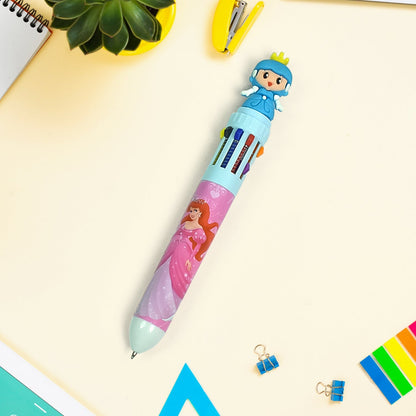 Kids 10-in-1 Color Pens Ballpoint Pen Set for Kids Cartoon Head Writing Pen for School Office Stationary Kit, Teddy Bear (1 Pc) Your Brand