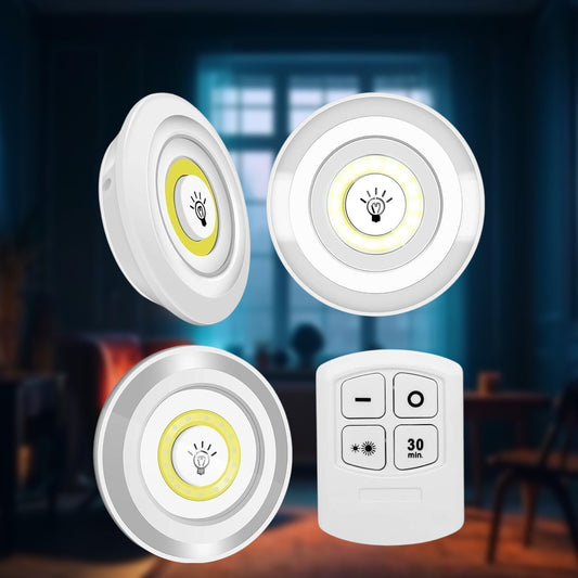 LED Light Under Closet Battery Powered Closet Wall Lamp with Remote Control Bedroom Kitchen Set of 3 LED Lights And 1 Remote Control (Battery Not Included) Your Brand