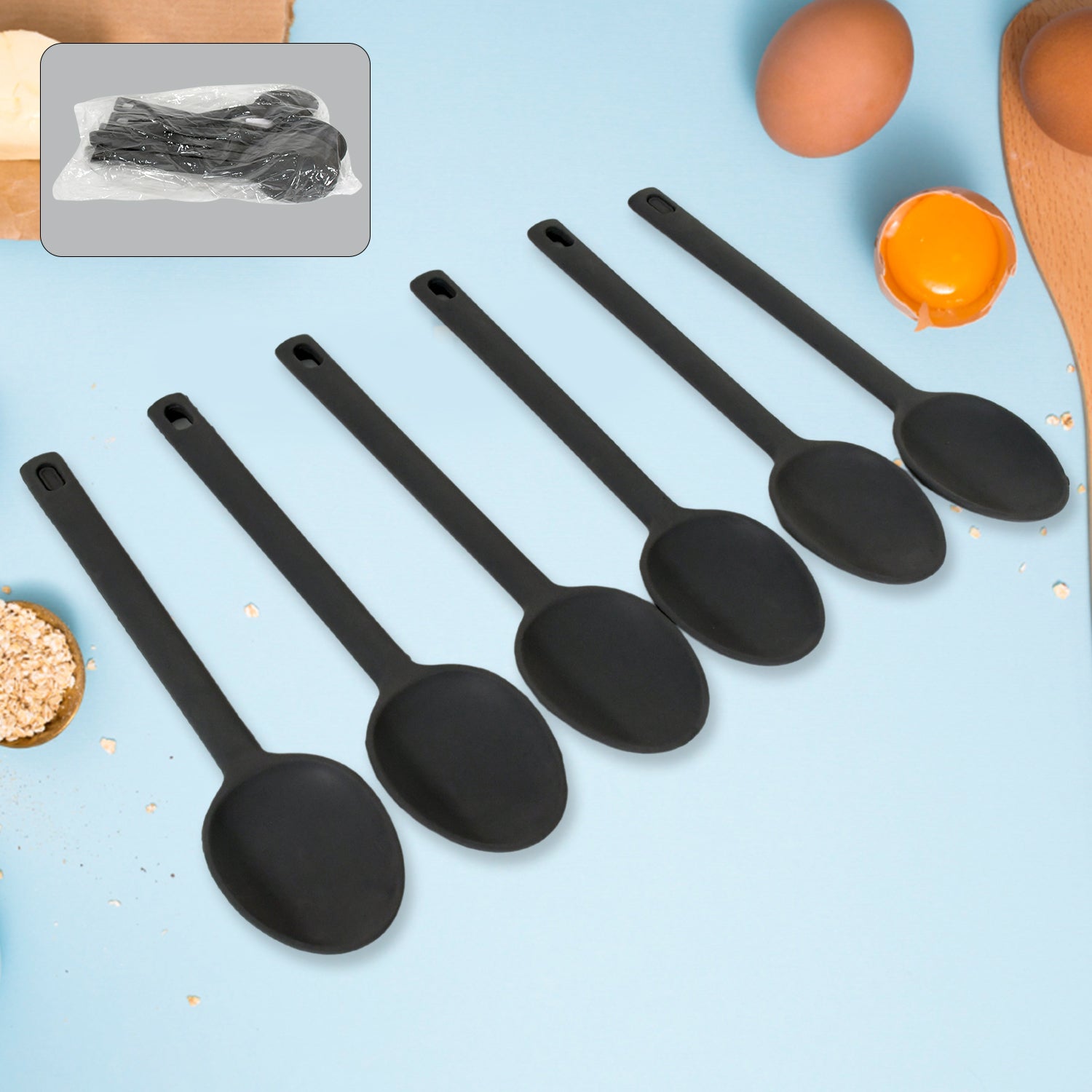 Multipurpose Silicone Spoon, Silicone Basting Spoon Non-Stick Kitchen Utensils Household Heat-Resistant Non Stick Spoons Kitchen Cookware Items For Cooking and Baking (6 Pcs Set) Your Brand