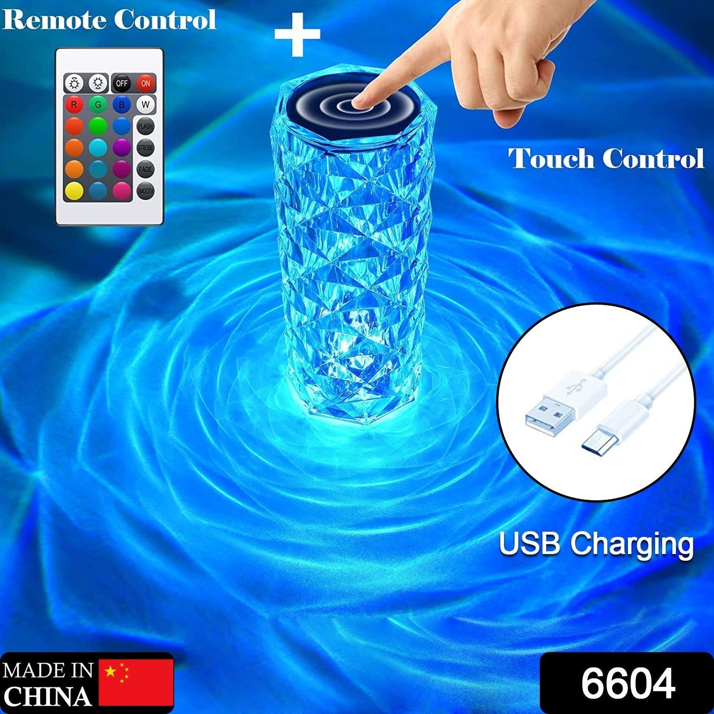 Crystal Touch Night Light (16 Colors) - Rose Diamond Table Lamp with Remote Control, USB Table Lamp, Romantic Date Lighting Decor for Festival, Bedroom, Dining Room Your Brand