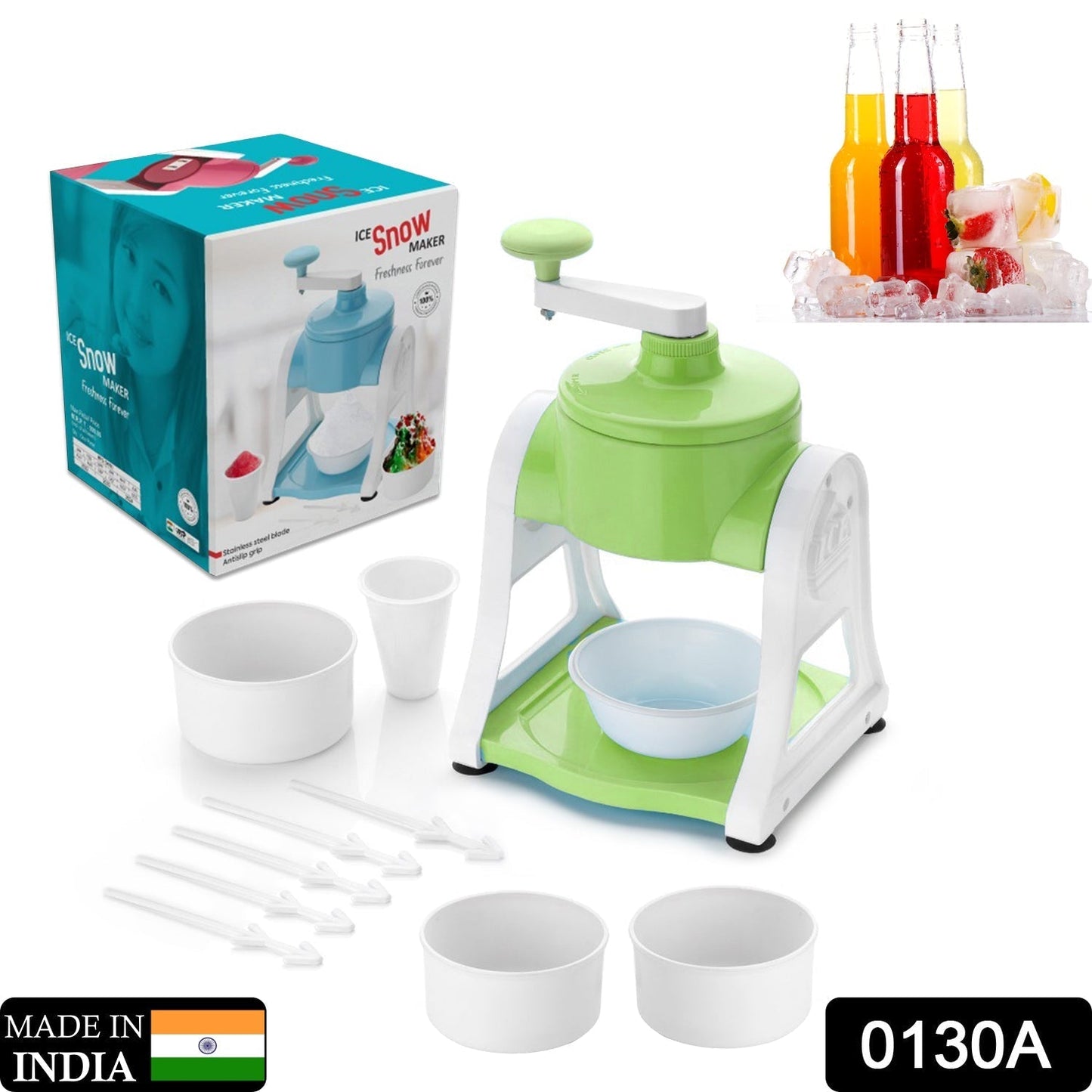 Ice Gola Maker Ice Snow Maker Machine | Ice Crusher | Indoor Outdoor Manual With Steel Blade & Antislip Grip Your Brand