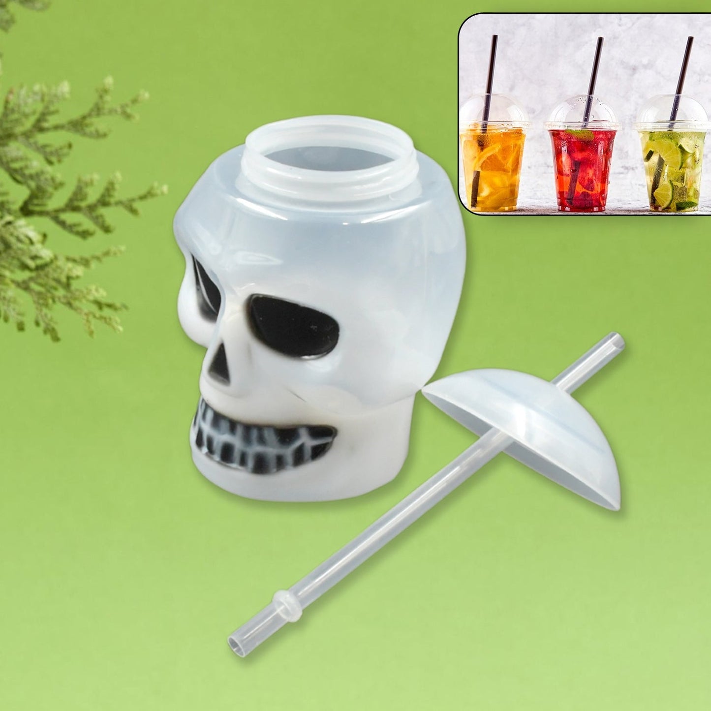 Ghost Face Bottle Water Bottle, Drinking Cup with Lid and Straw, Party Favors Summer Hawaiian and Beach Party Decorations for Kids Adults With Brown Box(1 Pc) Your Brand
