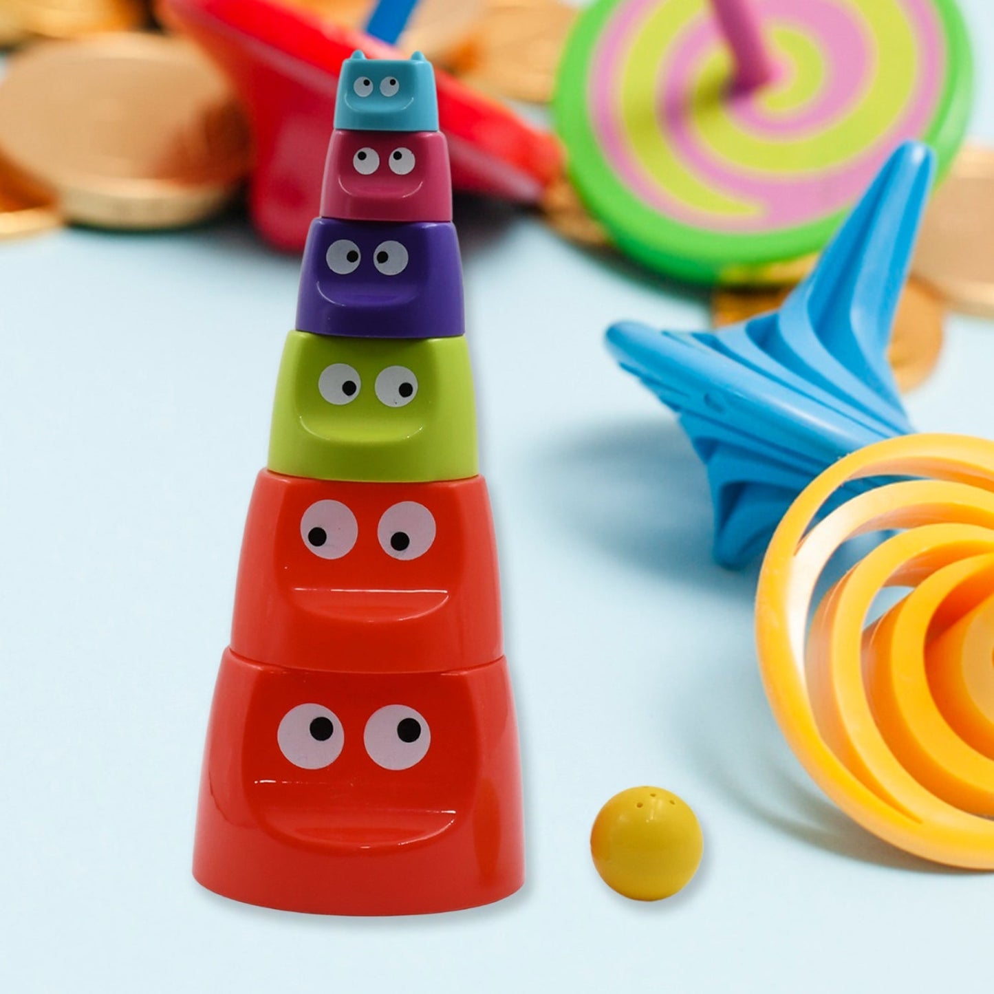 Monster Cups - Activity Toy for Babies 5+ Months Plastic Multicolor Infant & Preschool Toys Develops Motor & Reasoning Skills Birthday Gifts for Boys Girls Age 5+ Months Kids (1 Set) Your Brand
