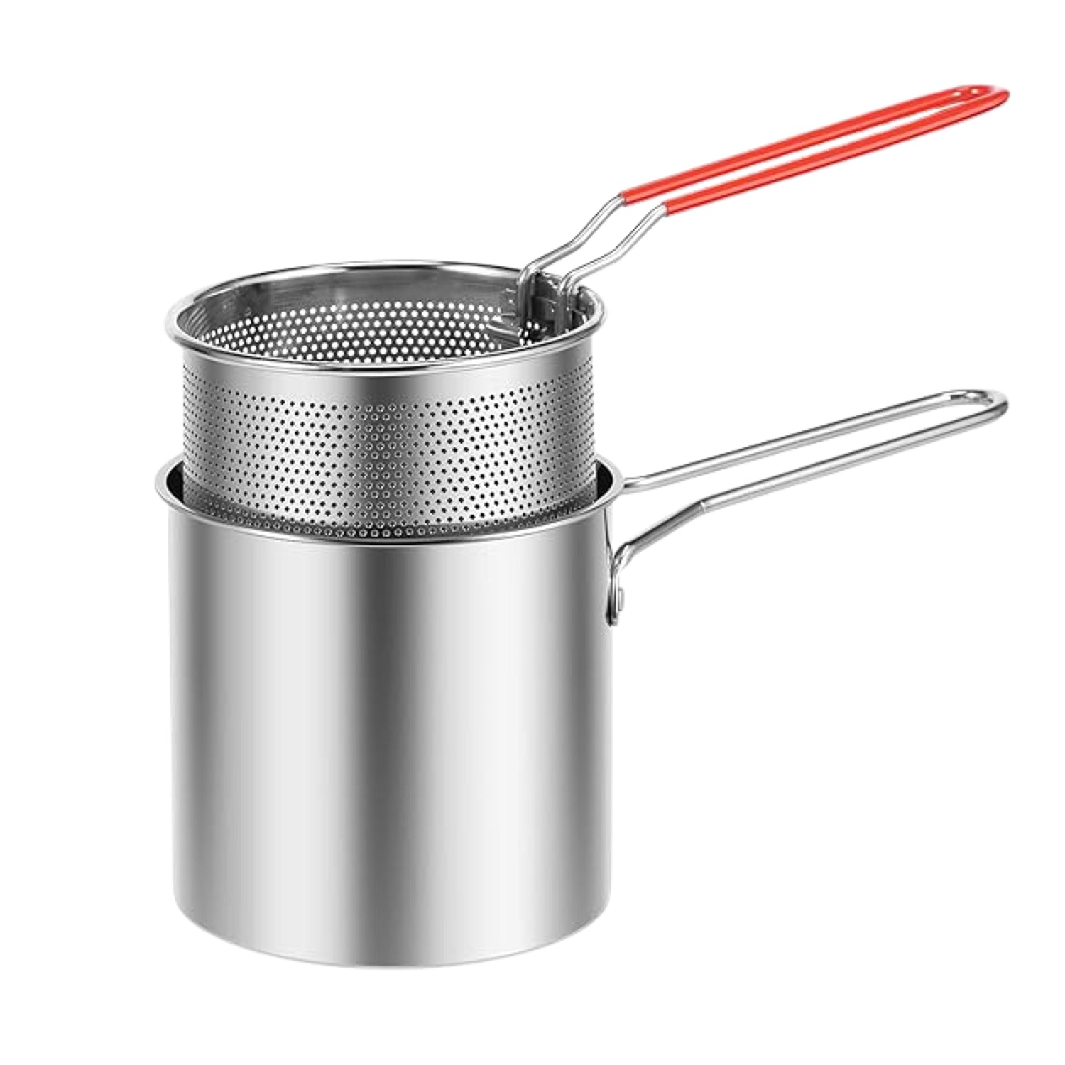 Small Deep Frying Pot With Strainer Basket (2 Pc Set) Your Brand