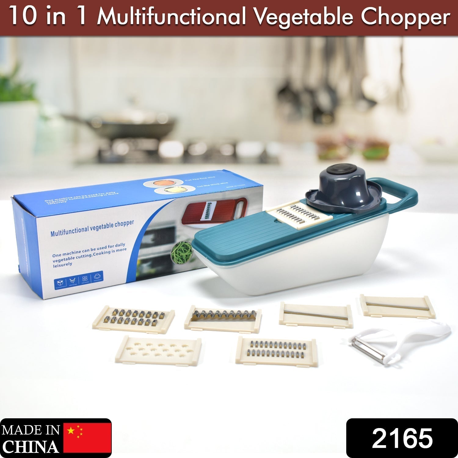 Multifunctional Vegetable Slicer Cutter Onion and Potato Slicer cutter with 6blades and 1 peeler Your Brand