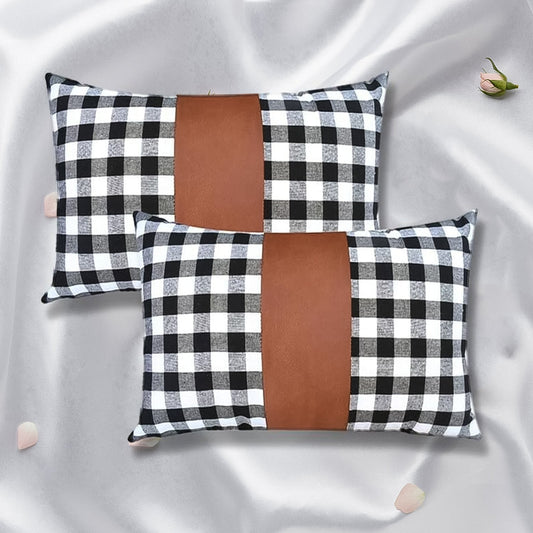 Pillow Covers, Leather & Cotton Cushion Covers (17 × 17 Inch / 1 Pair / 2 Pc) Your Brand