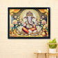 Divine Lord Ganesha Wall Painting Wooden Frame Mix Design, 60x45 Cm Approx (1 Pc)