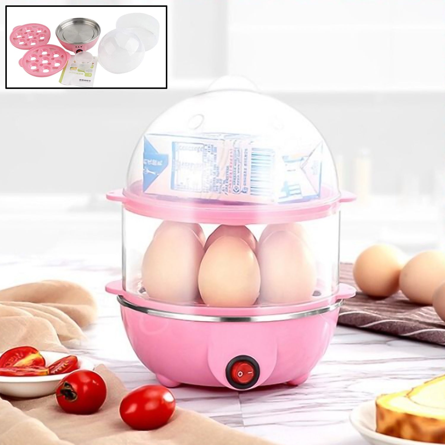Egg Boiler / Poacher / Cooker / Electric Steamer (2 Layer) Your Brand