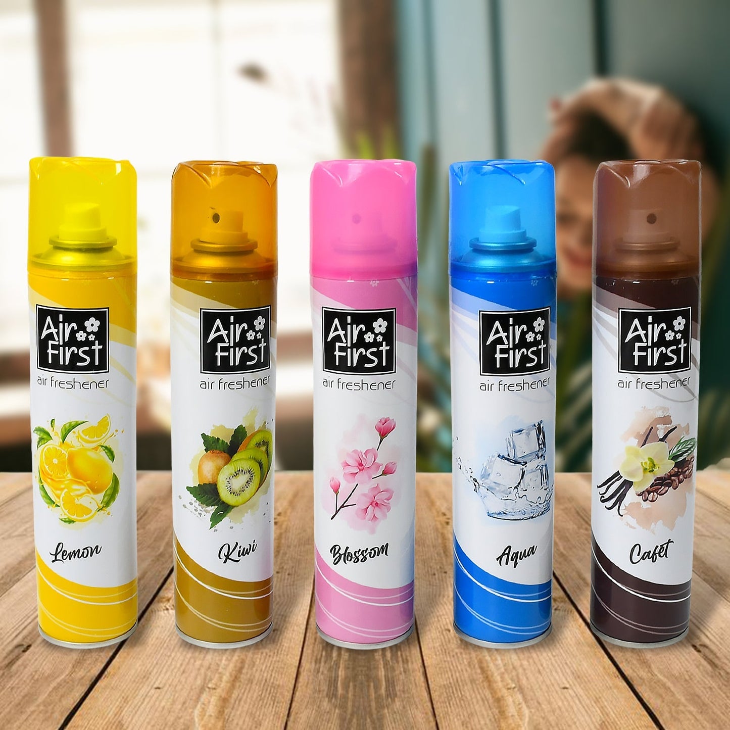 Air Freshener  | Used In Office, Home, Hotels, Banquets, Carpet Etc, Room Spray Air Freshener, Mix Fragrance Lemon, Kiwi, Blossom, Aqua, Cafet (300 Ml Approx / 1 Pc) Your Brand