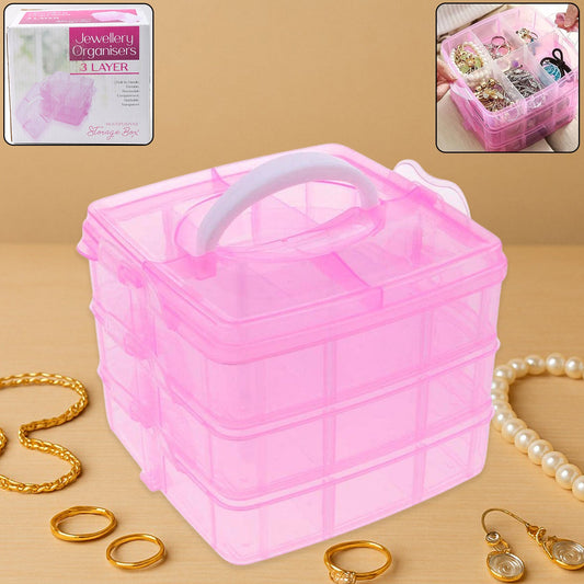 Versatile 18-Grid 3-Layer Transparent Plastic Organizer Box