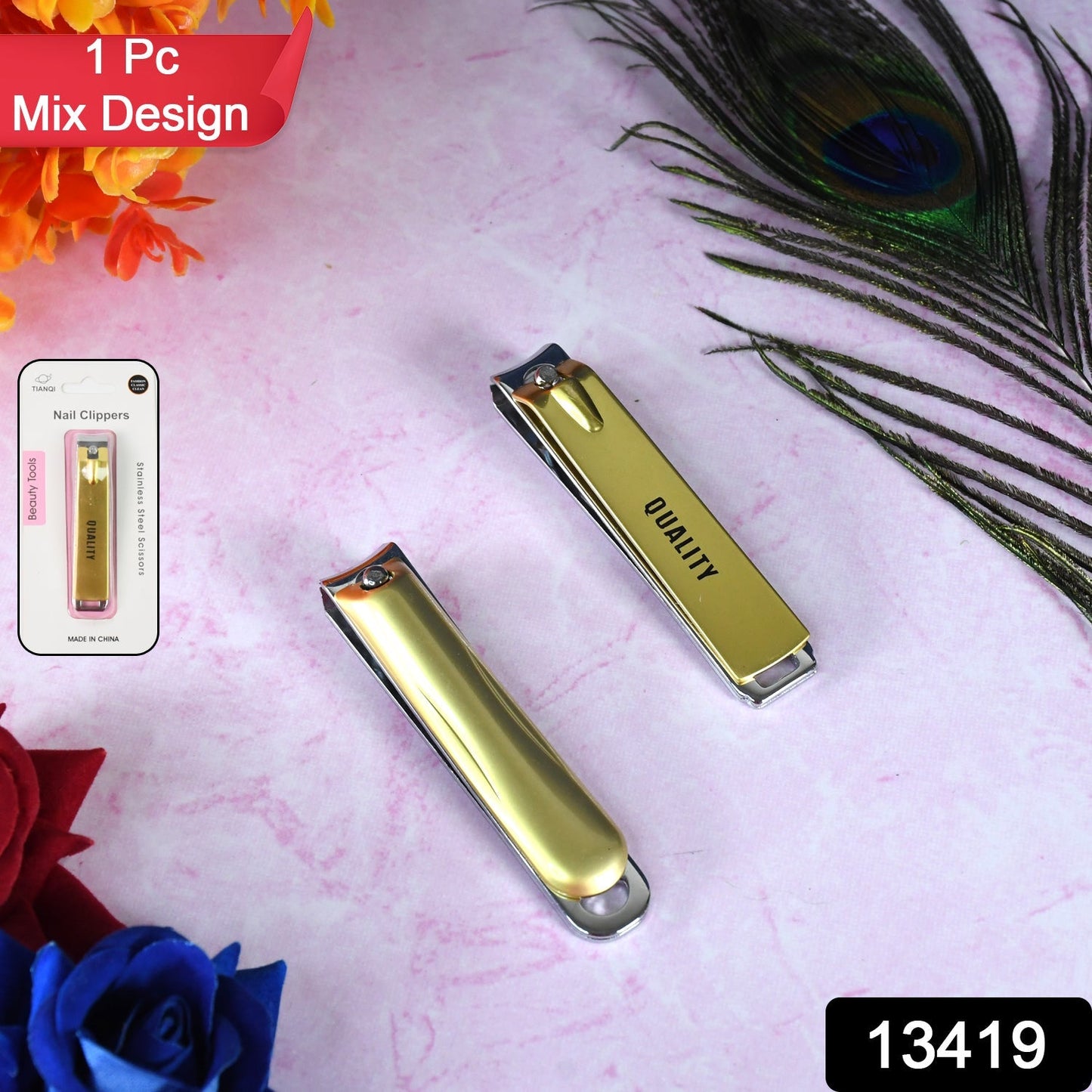 Stainless Steel Folding Portable Large Nail Clippers with Nail File (1 Pc / Mix Design) Your Brand
