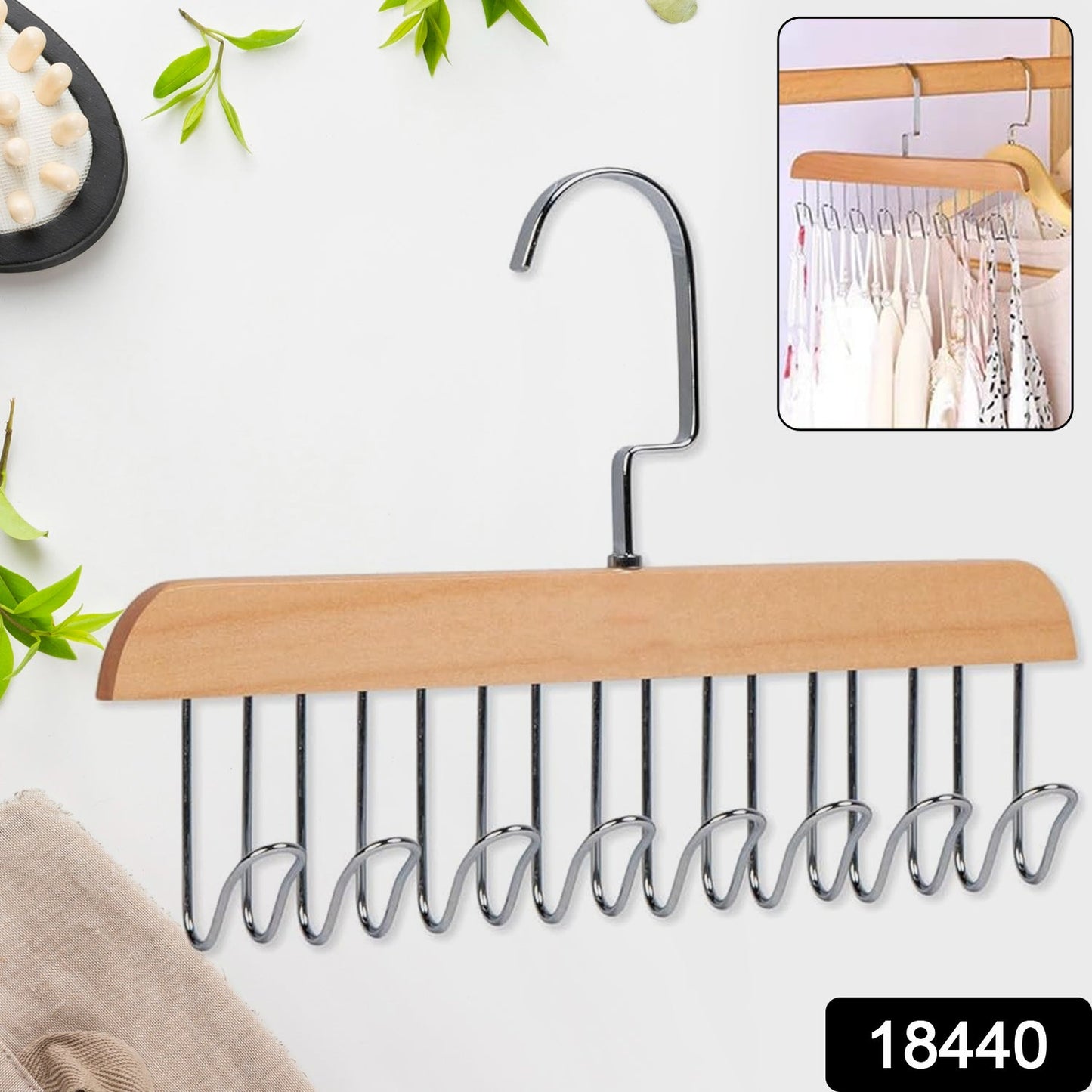 Space Saving 8 Hooks Wooden Hangers (1 Pc) Your Brand