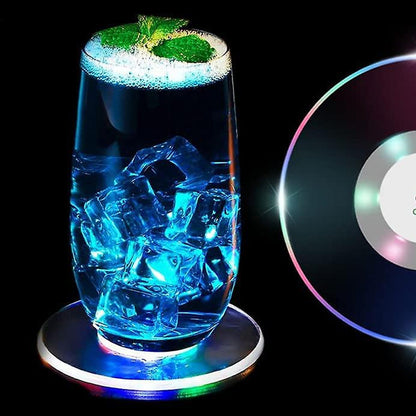 Colorful LED Cocktail Coaster, Round Ultra-Thin LED Drink Coaster (1 Pc) Your Brand