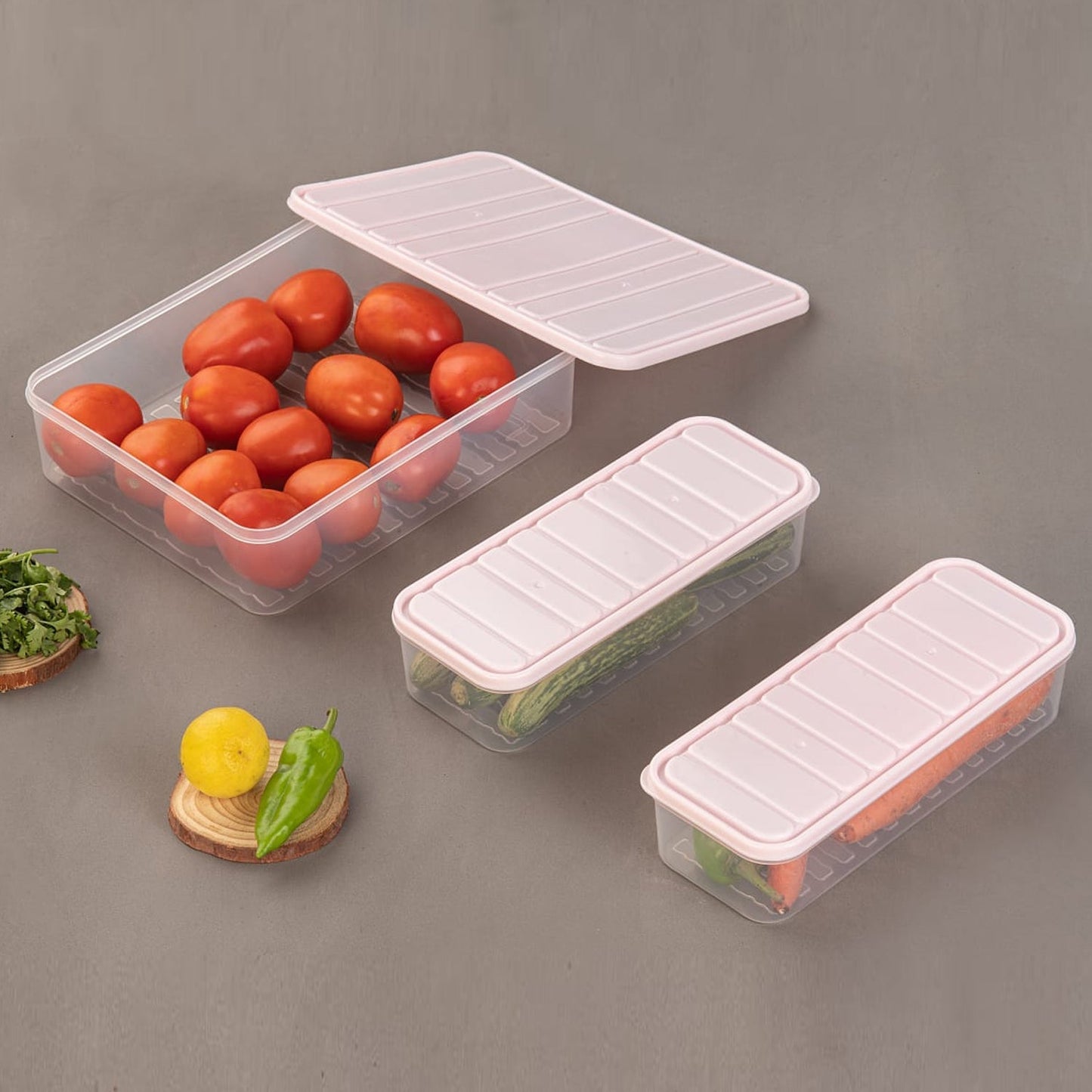 Plastic Food Storage Container for Fridge, fridge storage boxes with Lid Stackable Fridge Storage Containers freeze organizer items and storage, vegetable storage box for fridge, (3 Pcs set) Your Brand