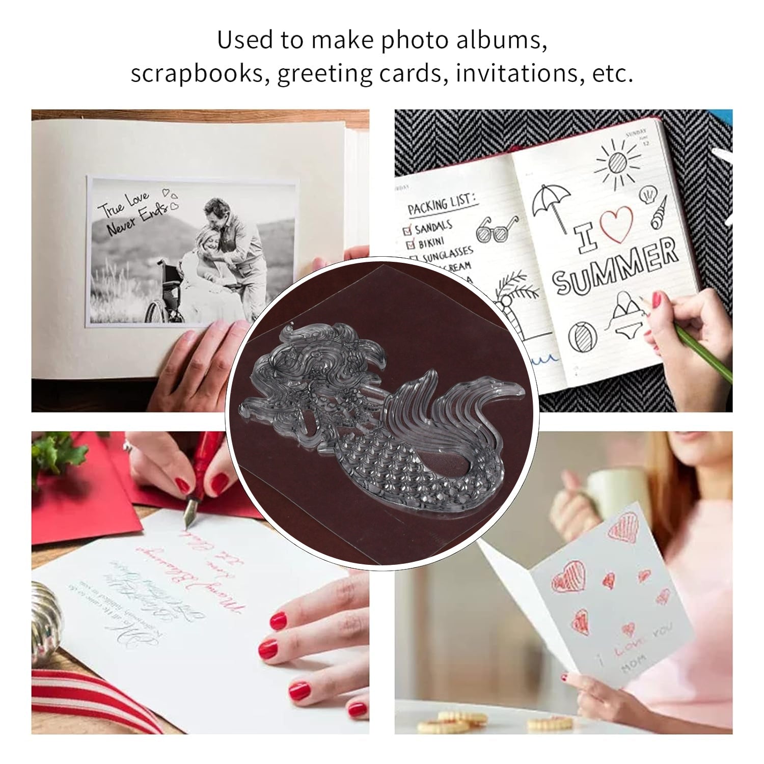 Reusable Transparent Rubber Stamp for Paper Crafts (Mix Design / 1 Sheet) Your Brand