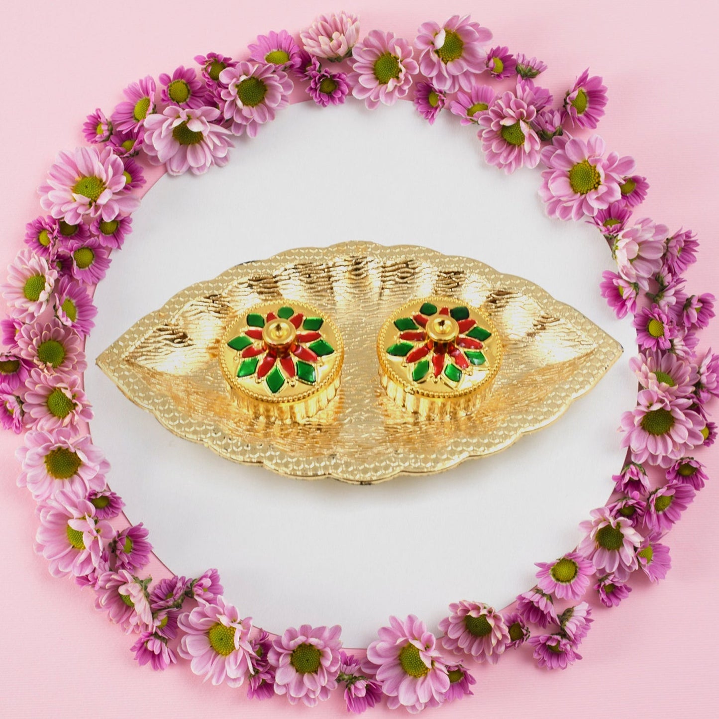 Leaf Shape Special Puja Thali (1 Pc / Mix Design) Your Brand