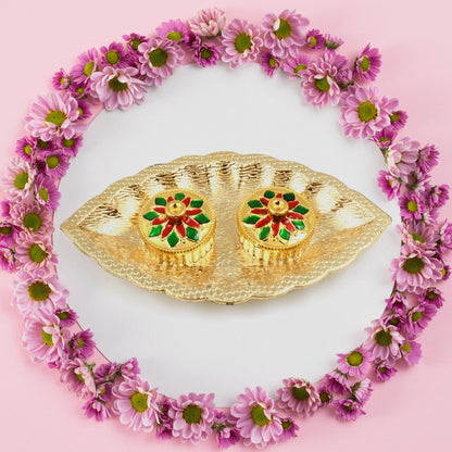 Leaf Shape Special Puja Thali (1 Pc / Mix Design) Your Brand